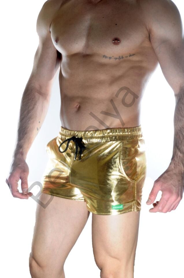 Erkek Gold Lame Short
