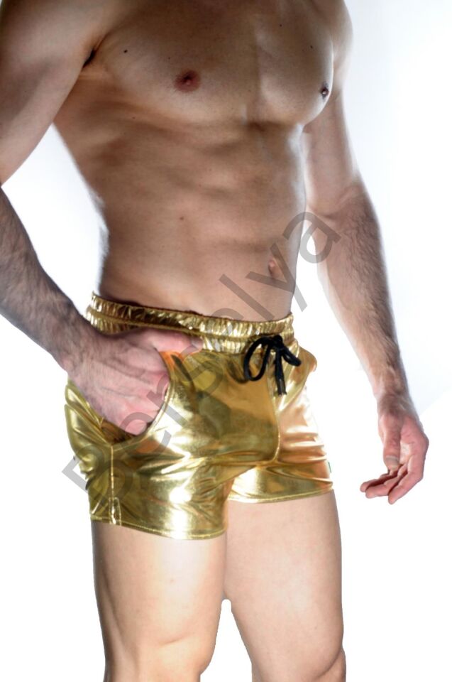Erkek Gold Lame Short