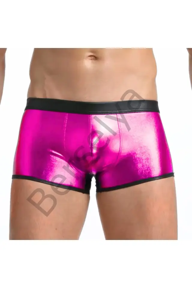 Fantezi Deri Görünümlü Pembe Erkek Boxer - Fantezi Tanga