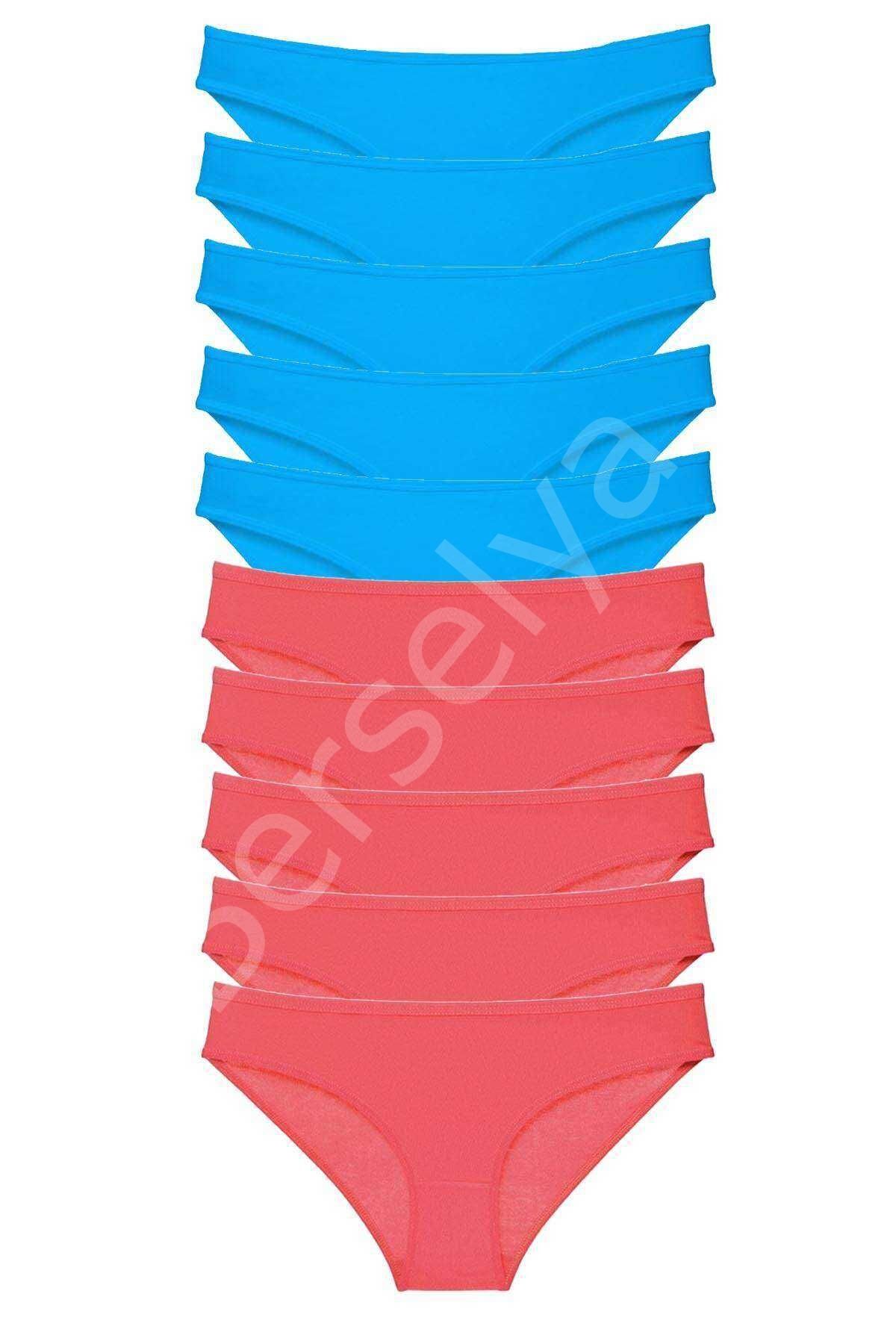 10 adet Süper Eko Set Likralı Kadın Slip Fuşya Mavi XL