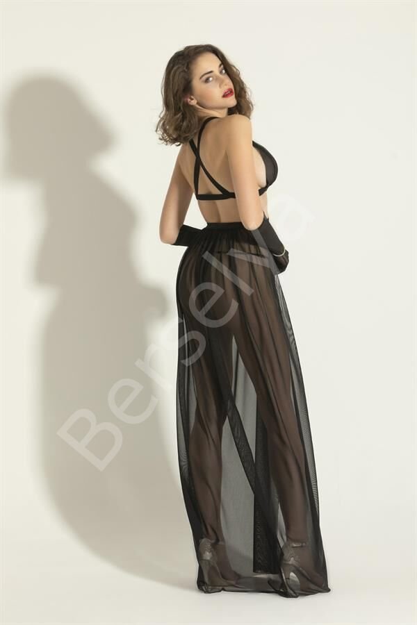 Fantezi Transparan Elbise String Takım Siyah (brf6132)