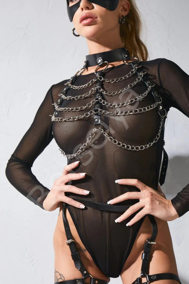 Önü Zincirli Alt Üst Deri Harness Takım 800724