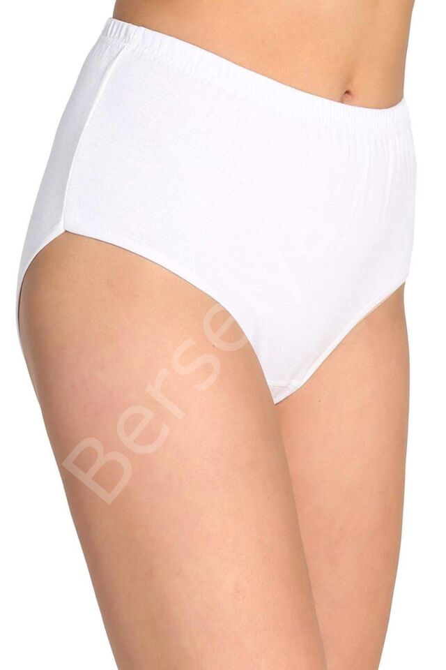 5 Adet Tutku Kadın Yüksek Bel Bato Kalın Lastik Külot Beyaz 2XL
