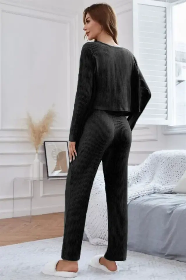 Viskon Siyah 6 Lü Trend Crop Takım 8060