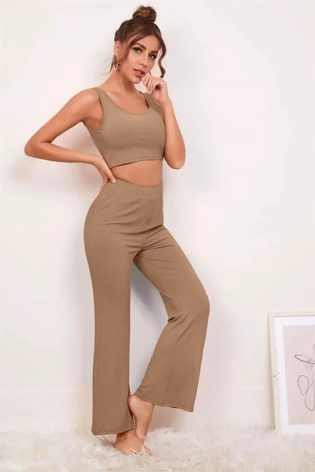 Viskon Soluk Kahverengi 6 Lü Crop Takım 8008
