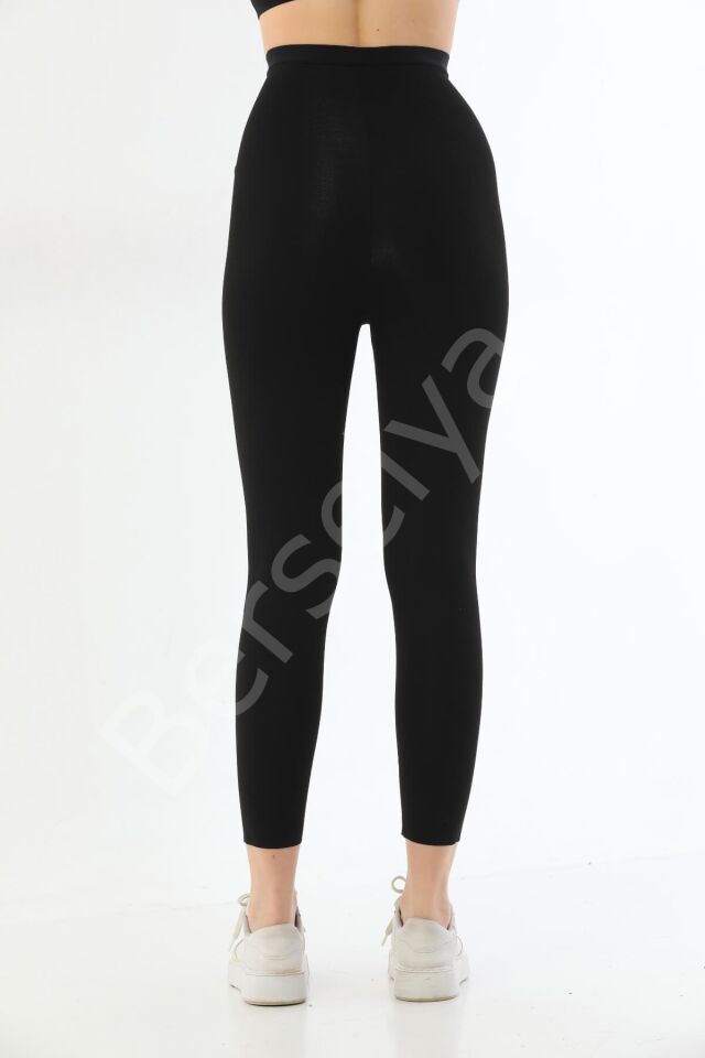 Siyah Mı 2711 Lazer Kesim Fermuarlı Uzun Tayt