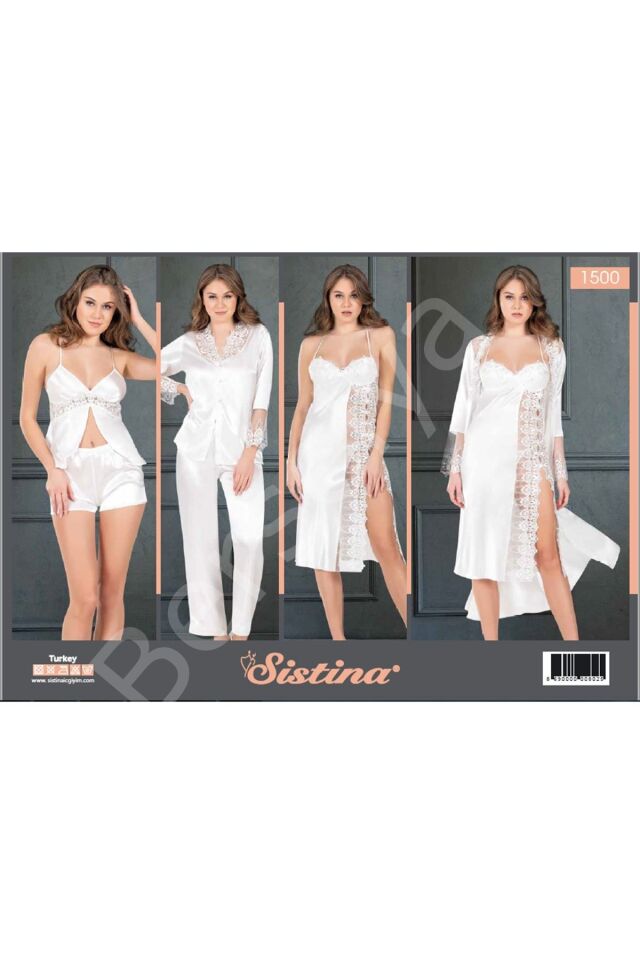 Beyaz Saten Çeyizlik 6' Lı Set - 1500