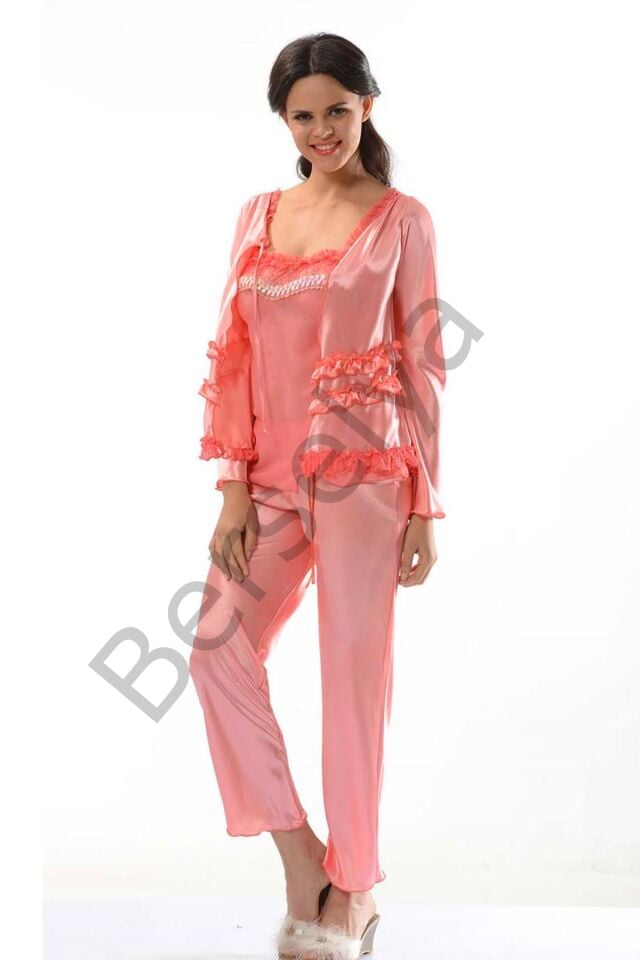 Nar Çiçeği Saten Pijama Takımı - 1413