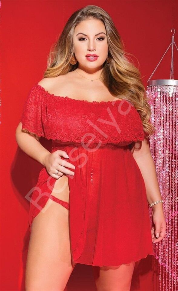 Nightlight Üst Kısmı Dantel Alt Kısmı Likralı Tül Fantazi Büyük Beden Gecelik