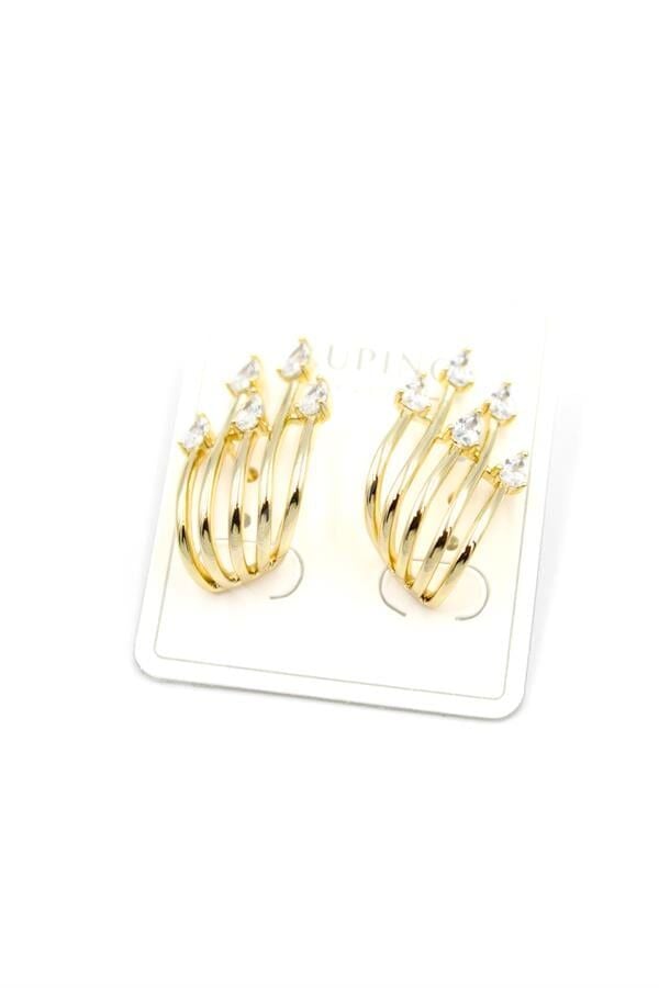 Taşlı Küpe - 14K Altın