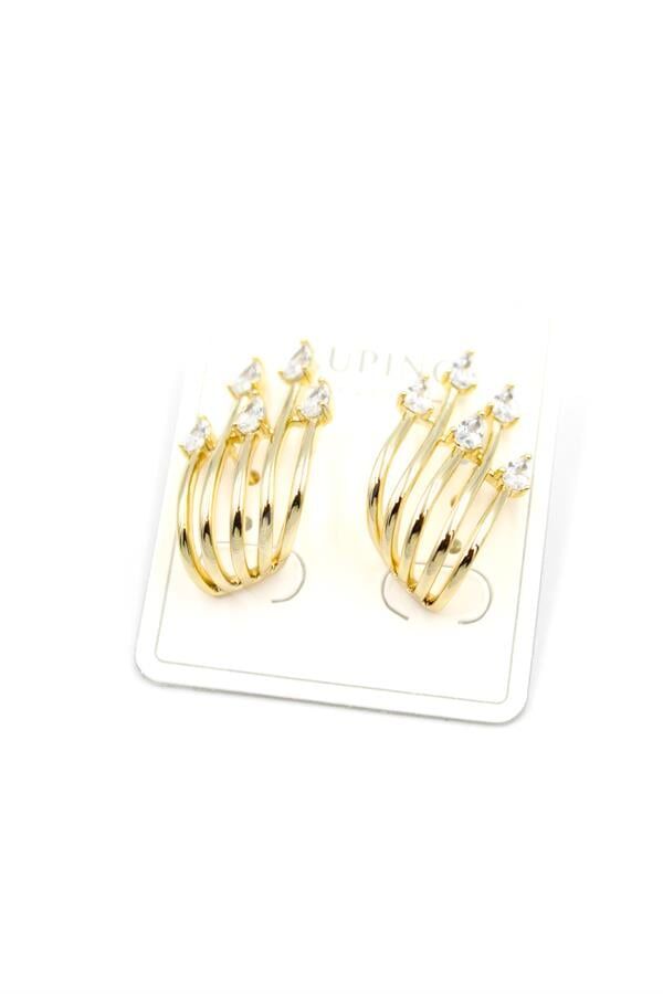 Taşlı Küpe - 14K Altın