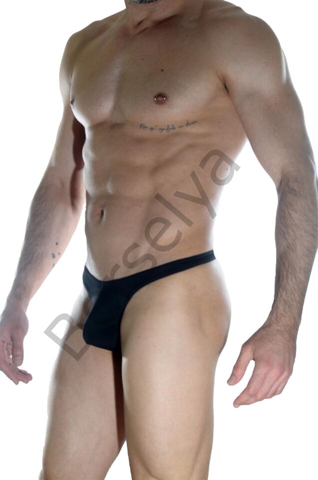 Erkek  Arkası Metalli Siyah String