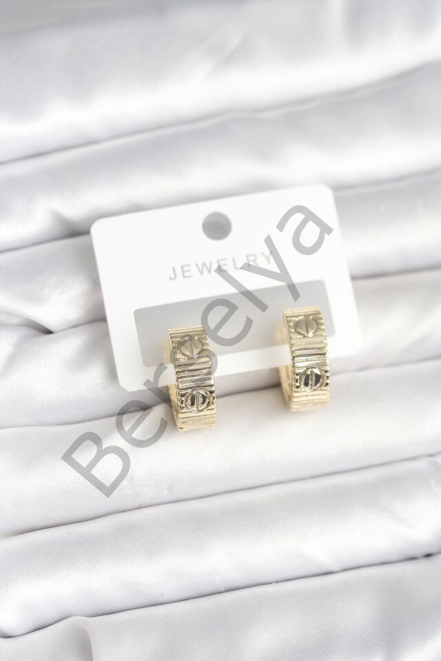 Pirinç Gold Renk Halka Kadın Küpe