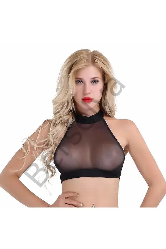 Fantezi Seksi Tül Kadın Crop - Fantezi Seksi Transparan Sütyen