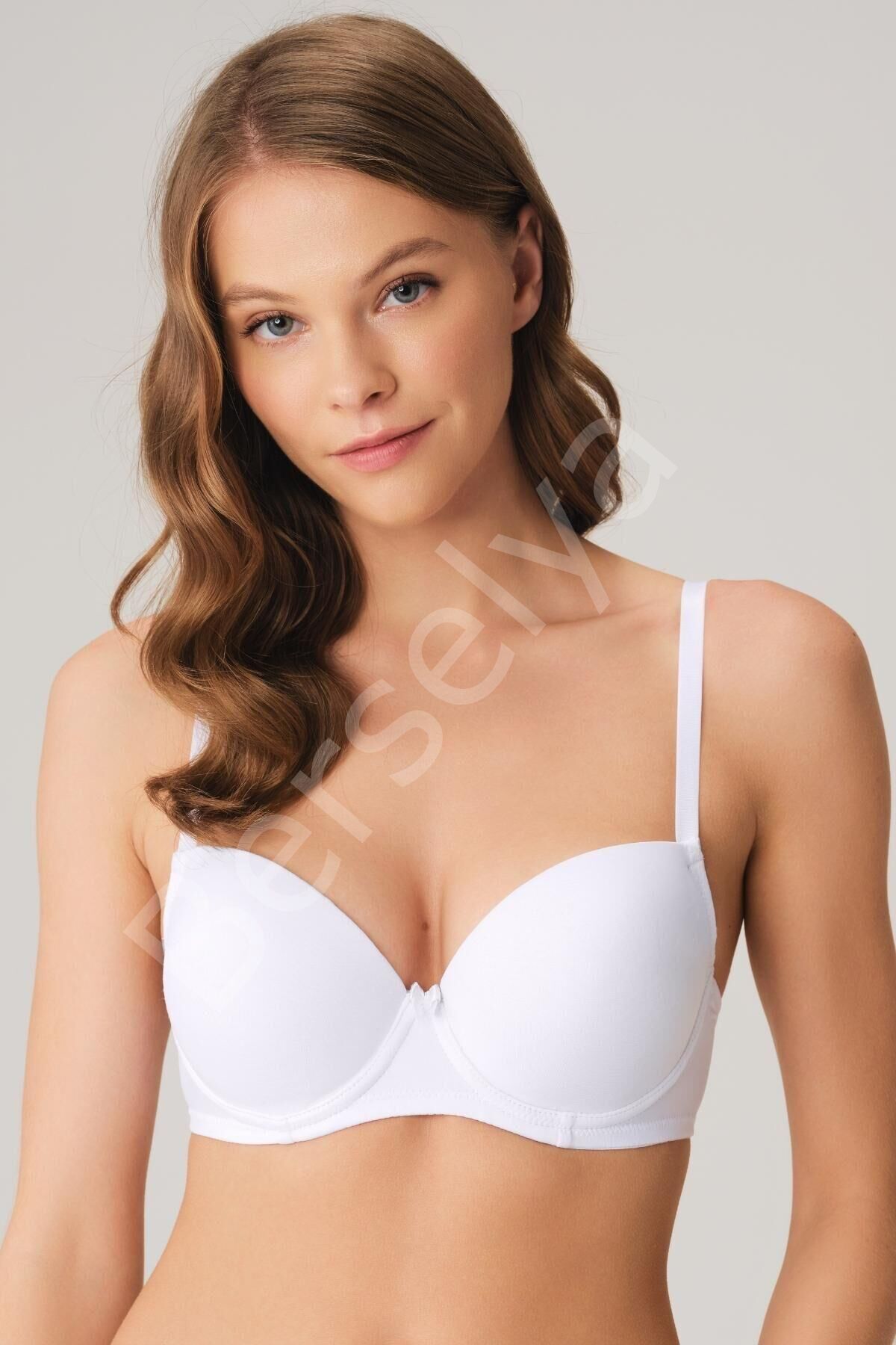 Balenli Destekli Dolgulu Askıları Çıkabilen Günlük Klasik T-shirt Sütyeni