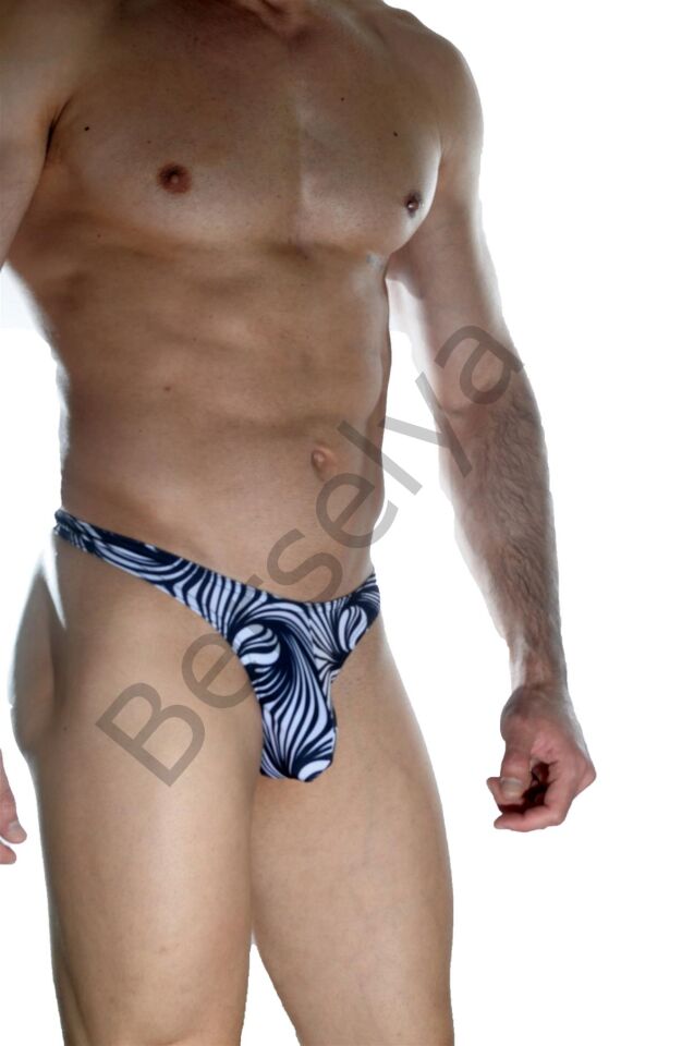 Erkek  Arkası Metalli Zebra Tanga Çamaşır