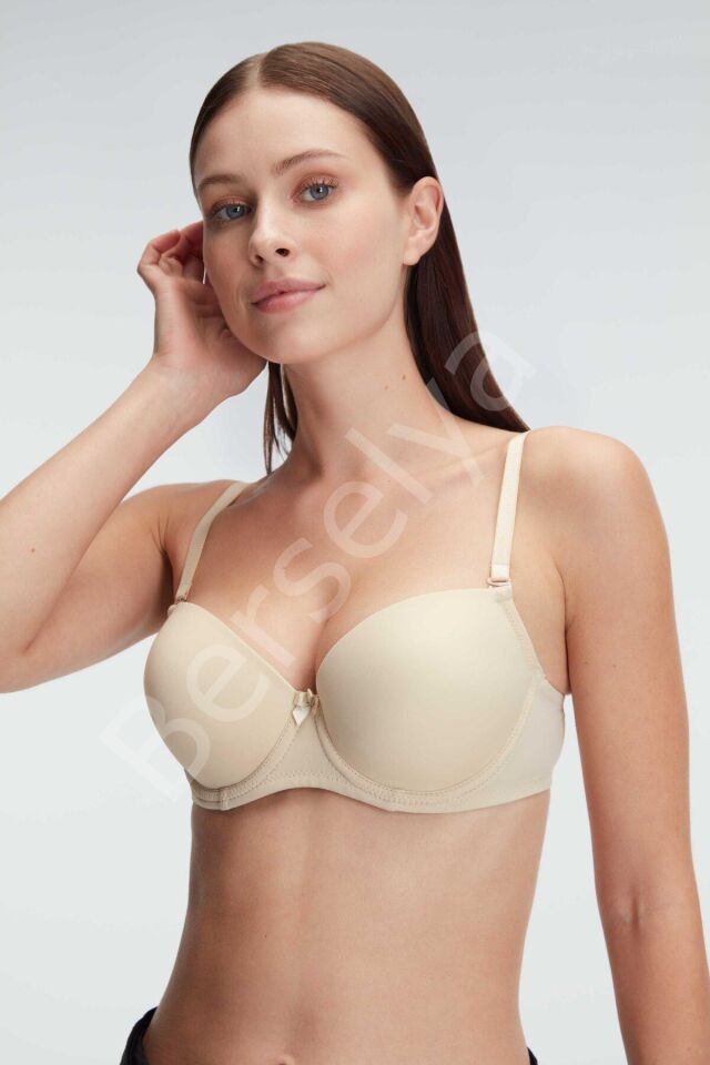 Balenli Destekli Dolgulu Askıları Çıkabilen Günlük Klasik T-shirt Sütyeni