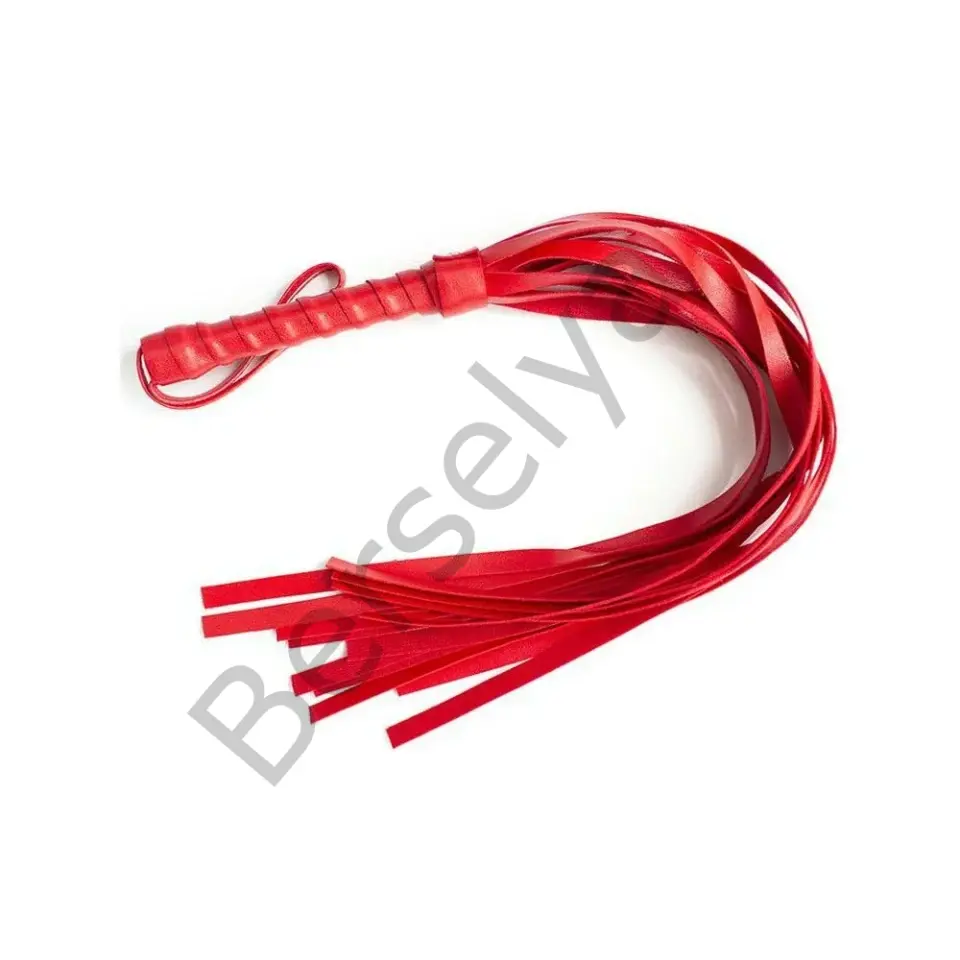 Fantezi Deri Seksi Kırmızı Kedi Maske Kelepçe Kırbaç Seti ( 3'lü Set)