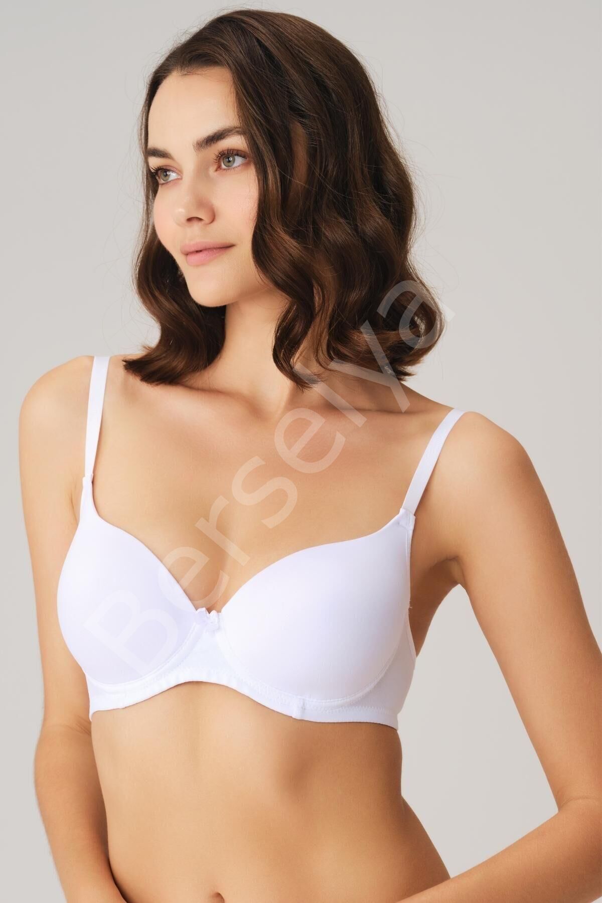 Beyaz Balenli Desteksiz Dolgusuz Askıları Çıkabilen Günlük Klasik T-shirt Sütyeni