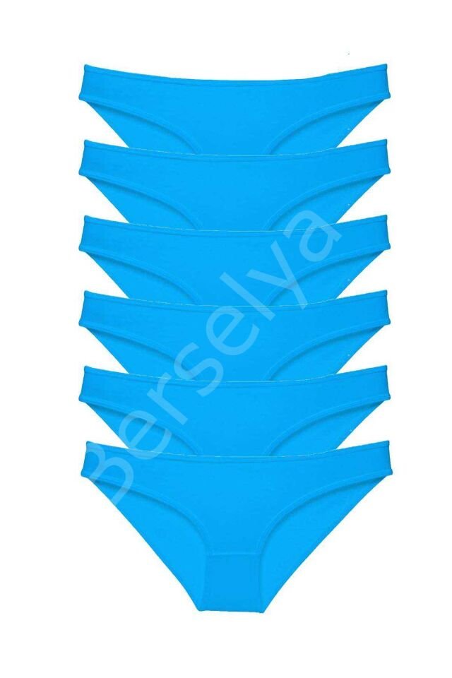 6 adet Süper Eko Set Likralı Kadın Slip Külot Mavi XL
