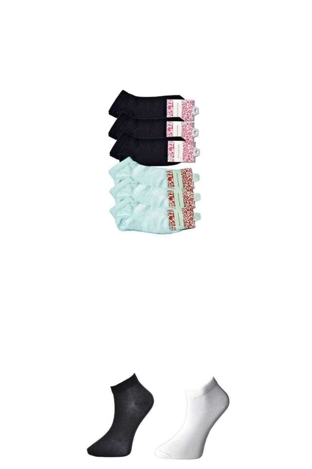 Siyah Ve Beyaz Kadın Bilek Çorap 6 Çift