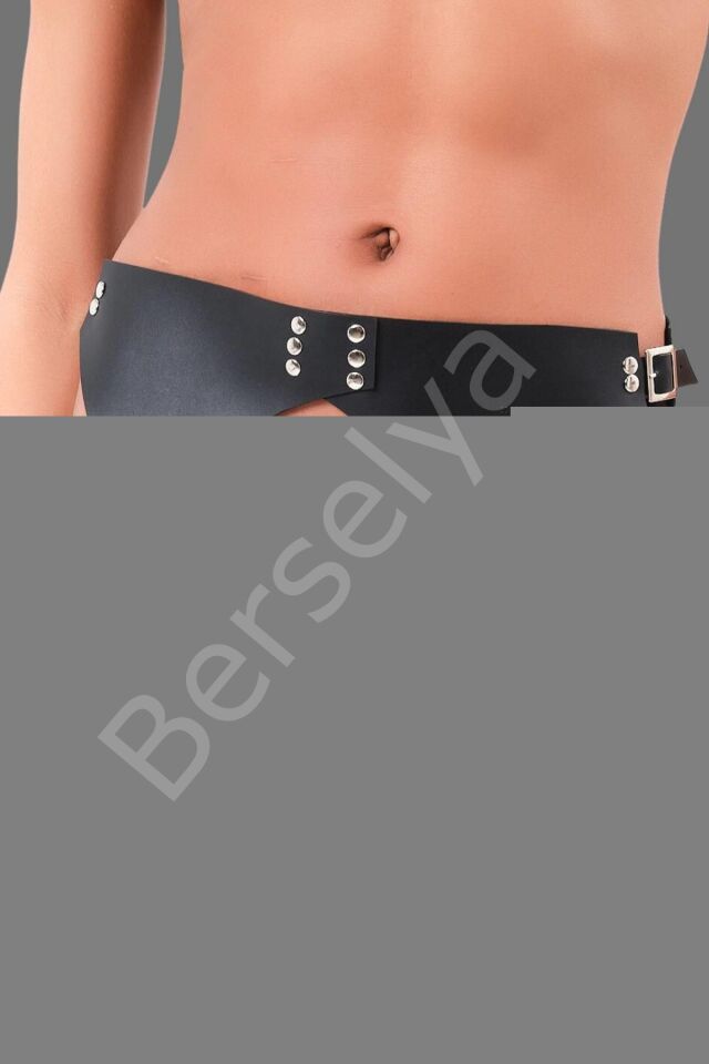 Siyah Jartiyer Deri Sexi Takım 800405