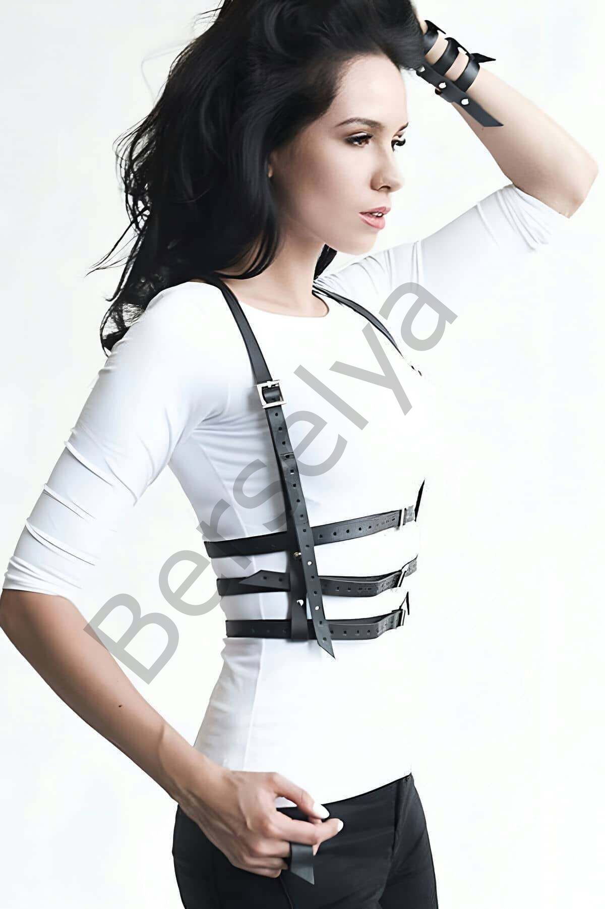 T-shirt Üzeri Deri Aksesuar Harness - Brf135