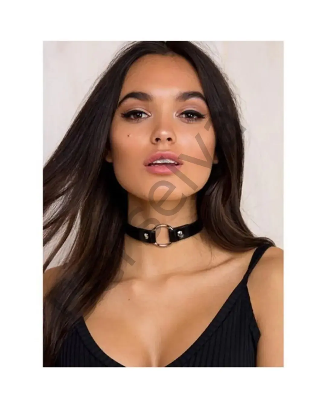 Deri Bayan Halkalı Boyunluk