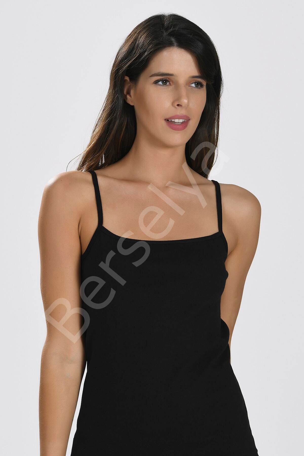 İp Askılı Siyah Ribana Atlet