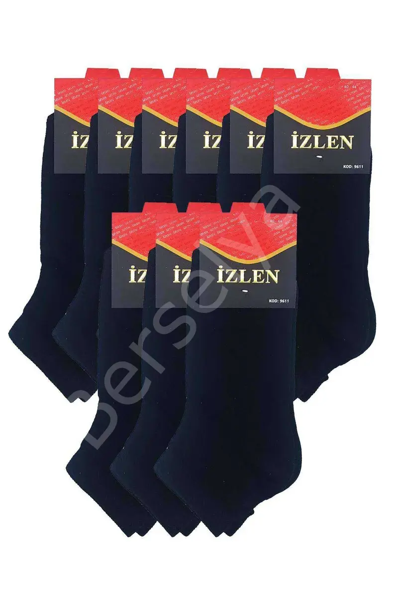 Siyah Erkek  Kısa Spor Çorap 9 Çift