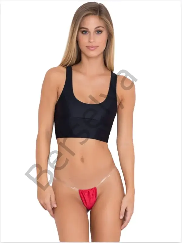 Fantezi Kırmızı Şefaf Lastikli Tanga