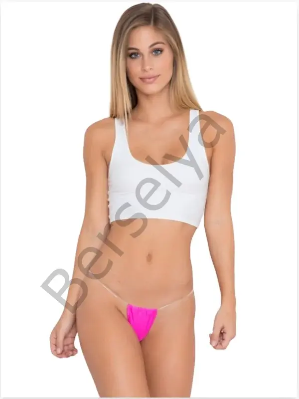 Fantazi Şefaf Lastikli Pembe String Tanga