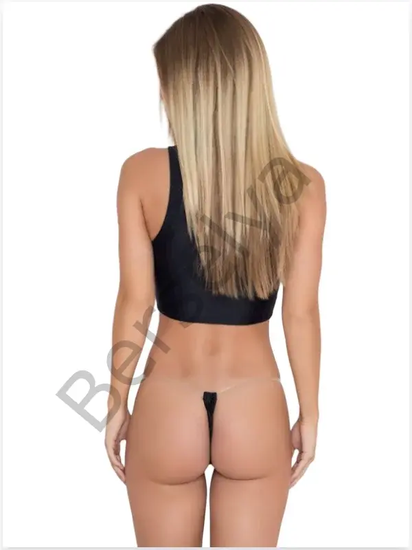 Fantezi Şefaf Lastikli Siyah Tanga