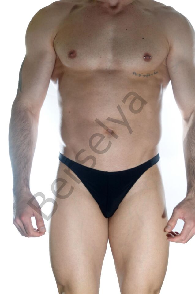 Erkek  Arkası Büzgülü Siyah Brazillian Slip