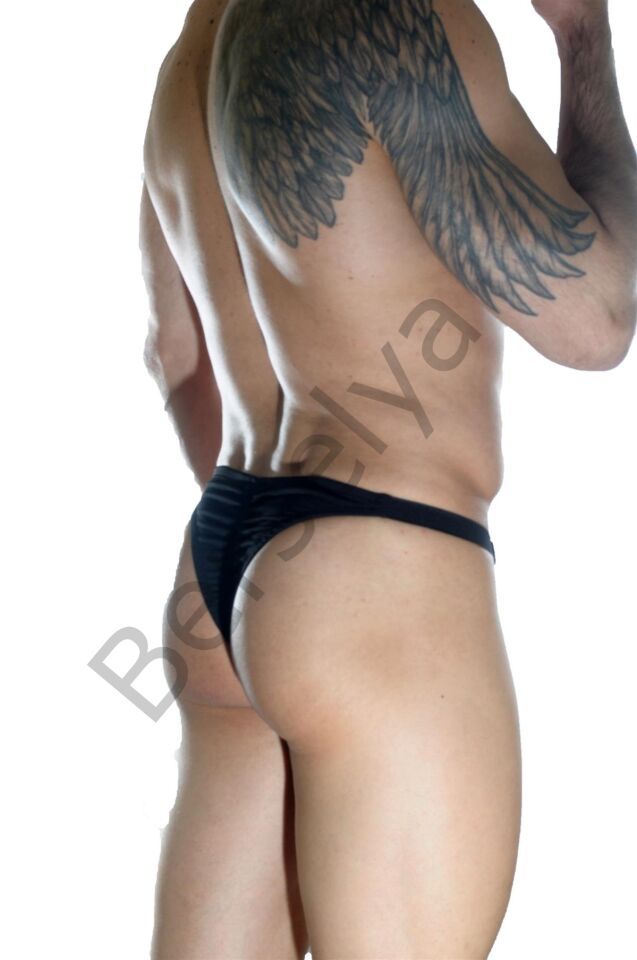 Erkek  Arkası Büzgülü Siyah Brazillian Slip