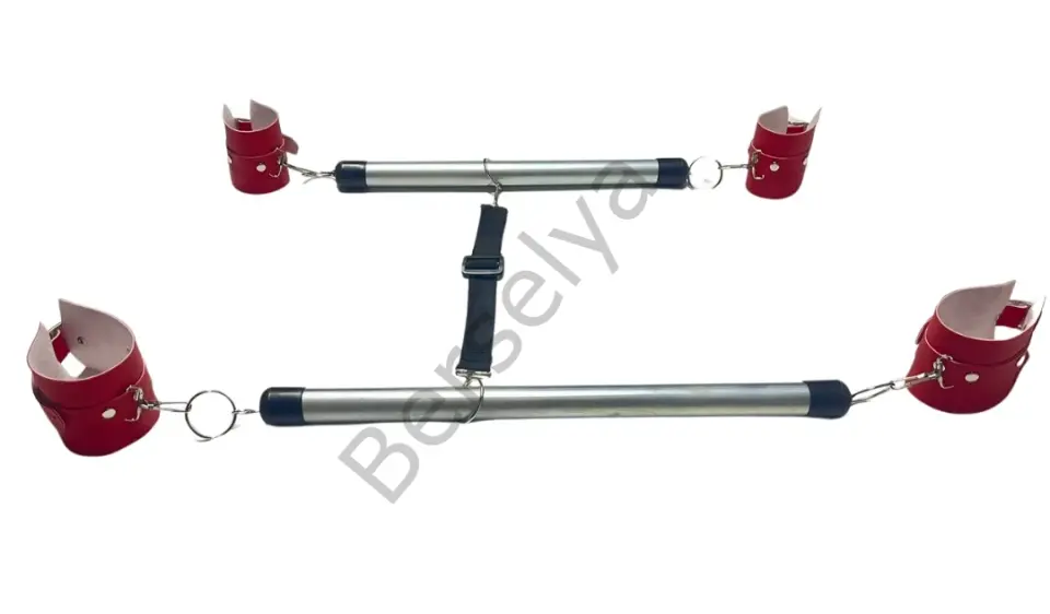 Fantezi Seksi Deri Borulu Kırmızı El Ayak Kelepçesi