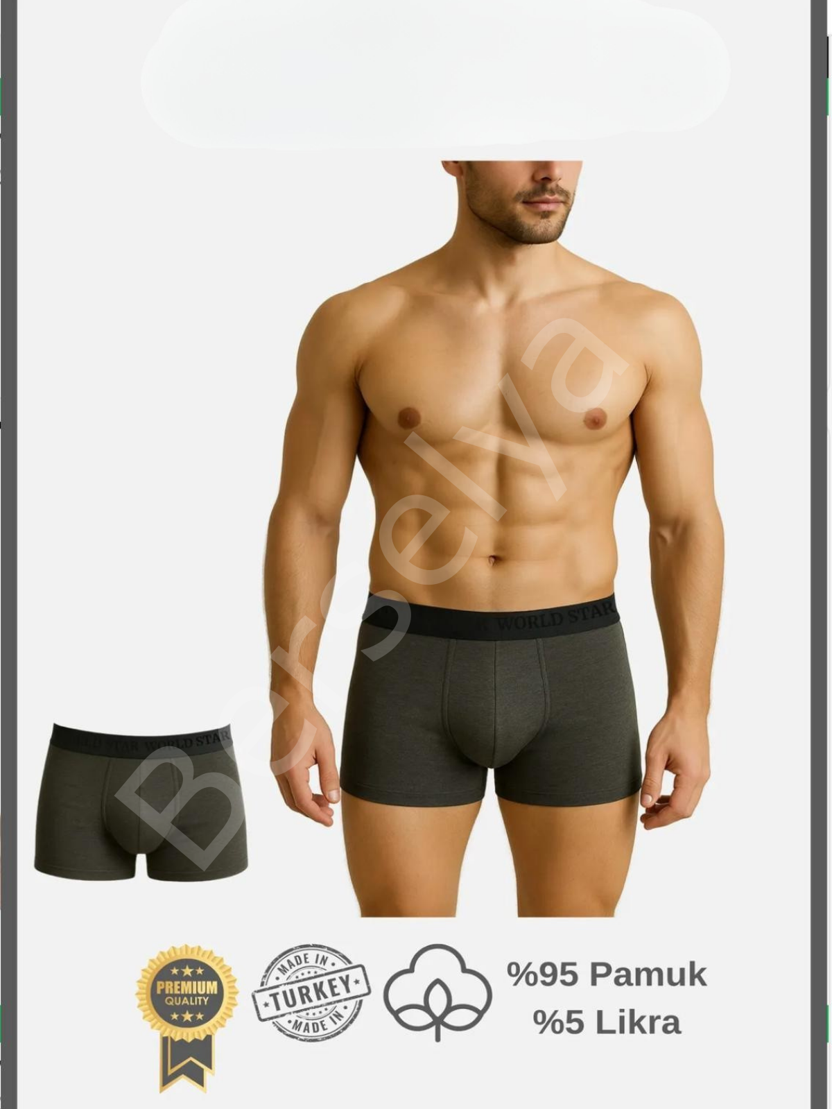 Pamuklu Düz Antrasit Renk Erkek Boxer