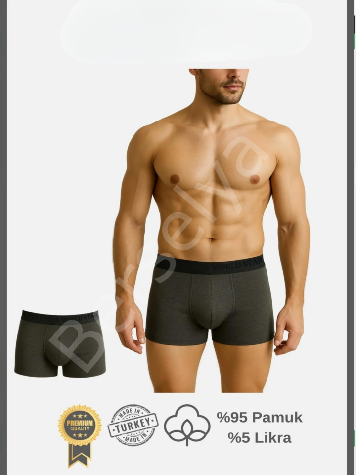 Pamuklu Düz Antrasit Renk Erkek Boxer