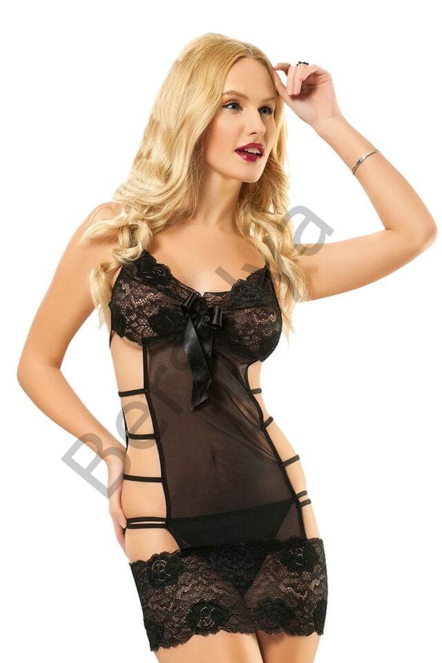 Siyah Dantel Gecelik - 602