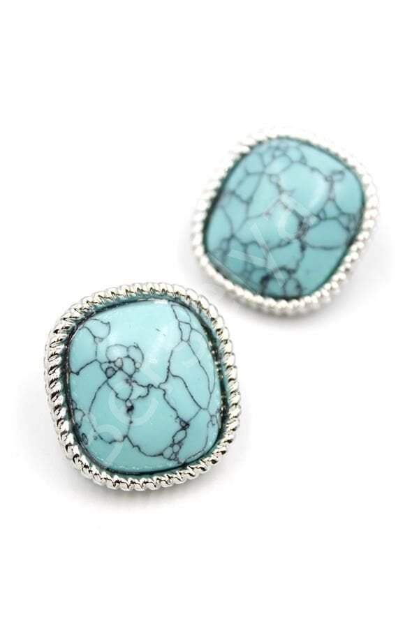 Turkauz Taşlı Küpe - Gümüş