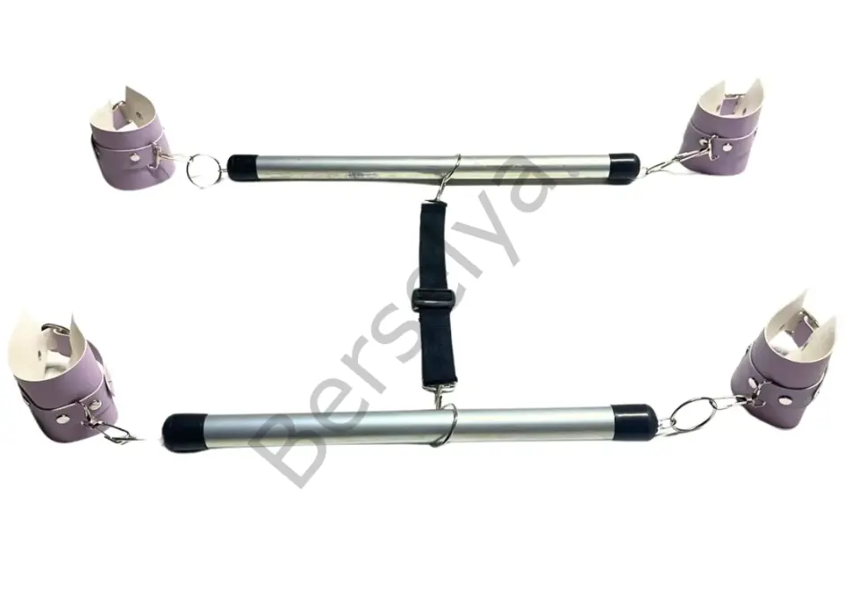 Fantezi Lila Deri Seksi Borulu Yatak Kelepçesi