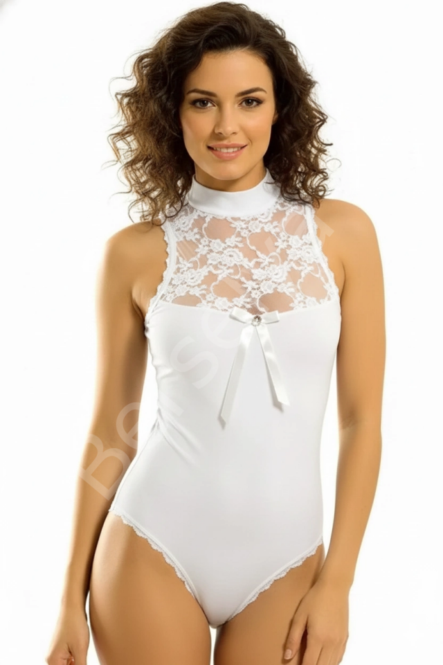 Berrak Geniş Dantelli Kolsuz Çıtçıtlı Bady 2142