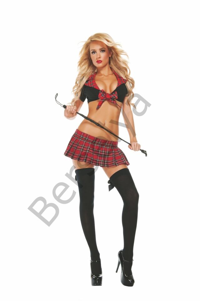 Fantezi Göğüs Kısmı Fiyonklu Mini Öğrenci Kostümü