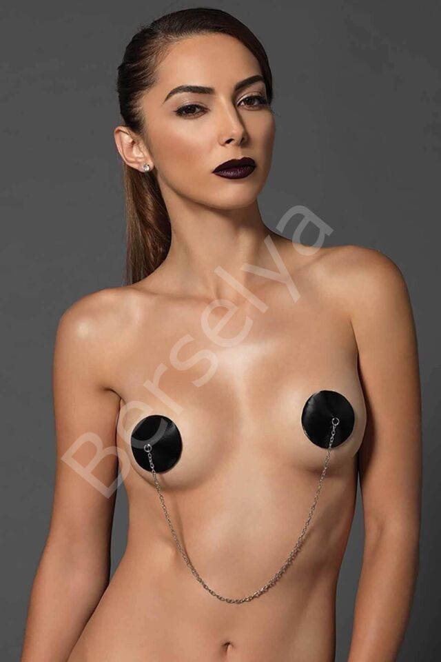 Yuvarlak Deri Harness Ortası Zincirli Göğüs Ucu  85010