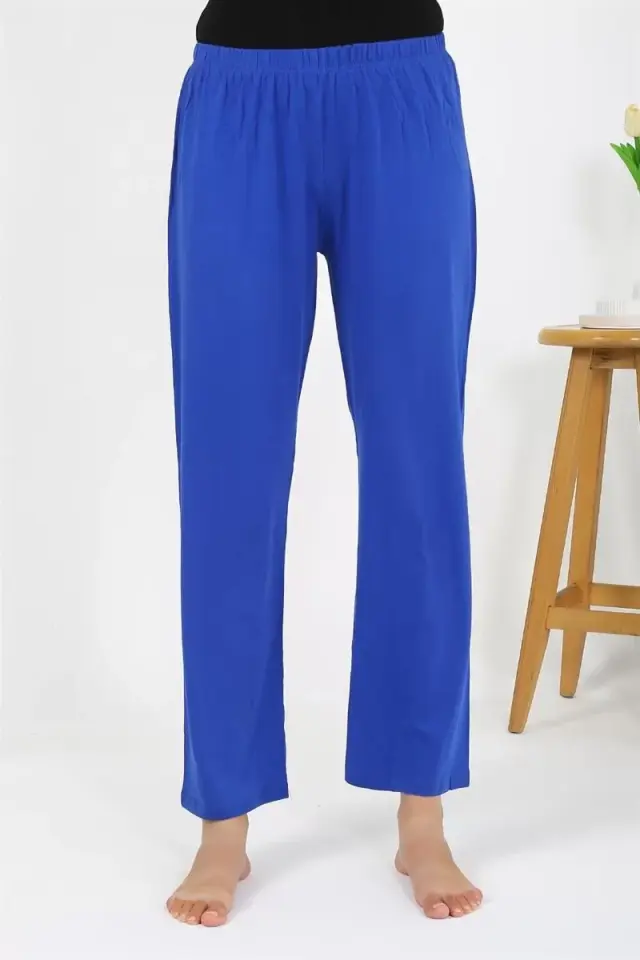 Kadın Penye Düz Tek Alt Pijama Sax