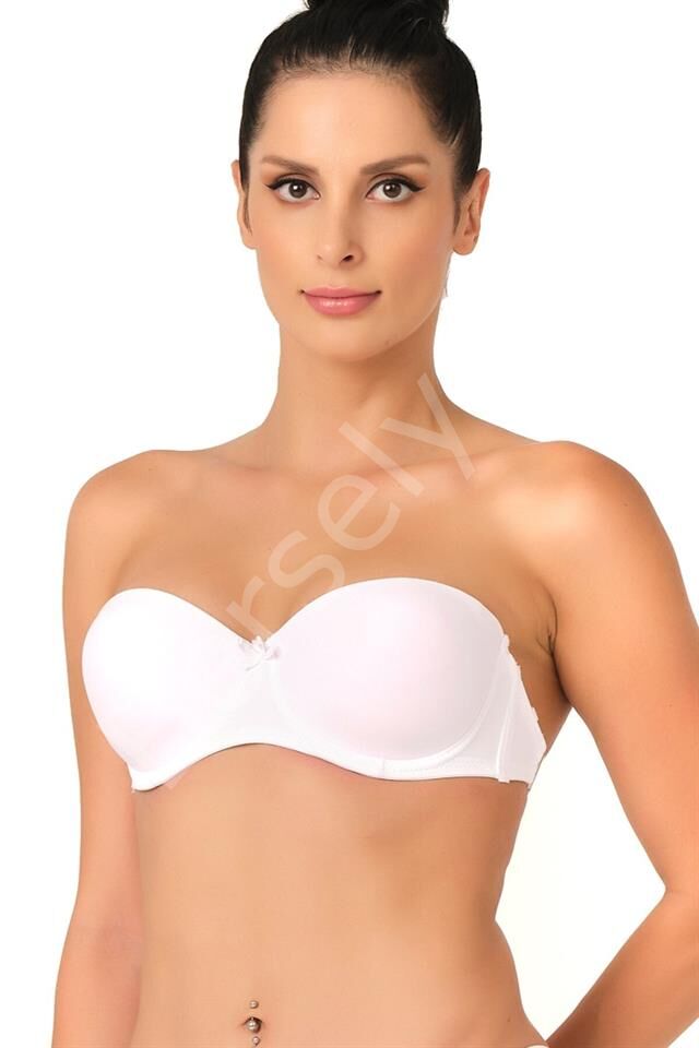 Beyaz Emay 701 Sırtı Şeffaf Straplez Sütyen