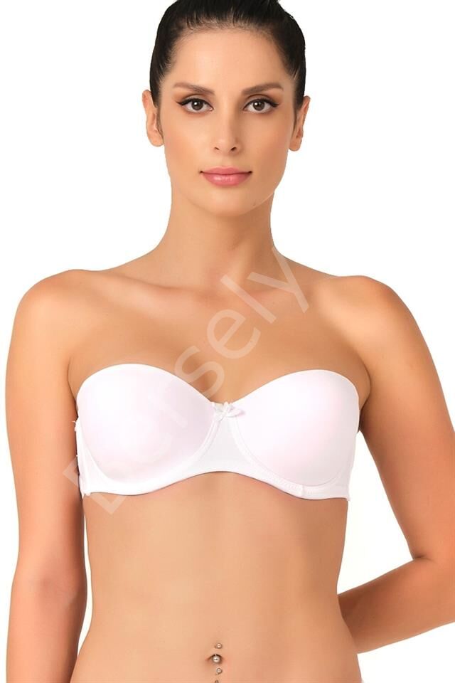 Beyaz Emay 701 Sırtı Şeffaf Straplez Sütyen
