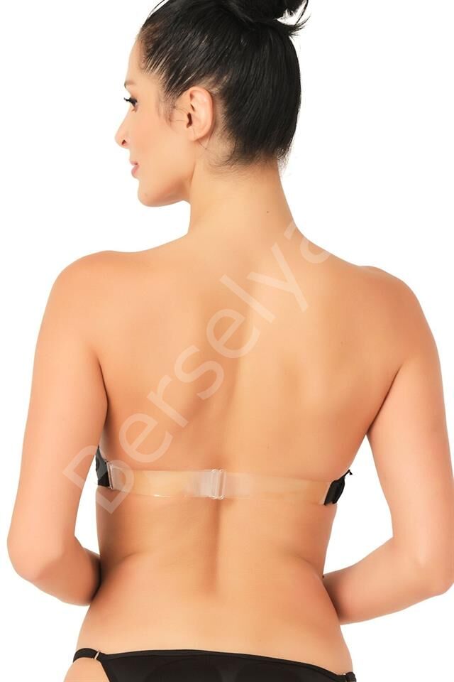 Siyah Emay 701 Sırtı Şeffaf Straplez Sütyen