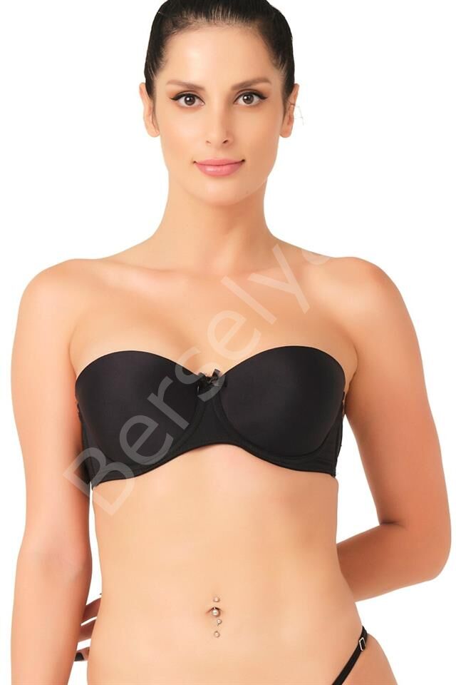 Siyah Emay 701 Sırtı Şeffaf Straplez Sütyen