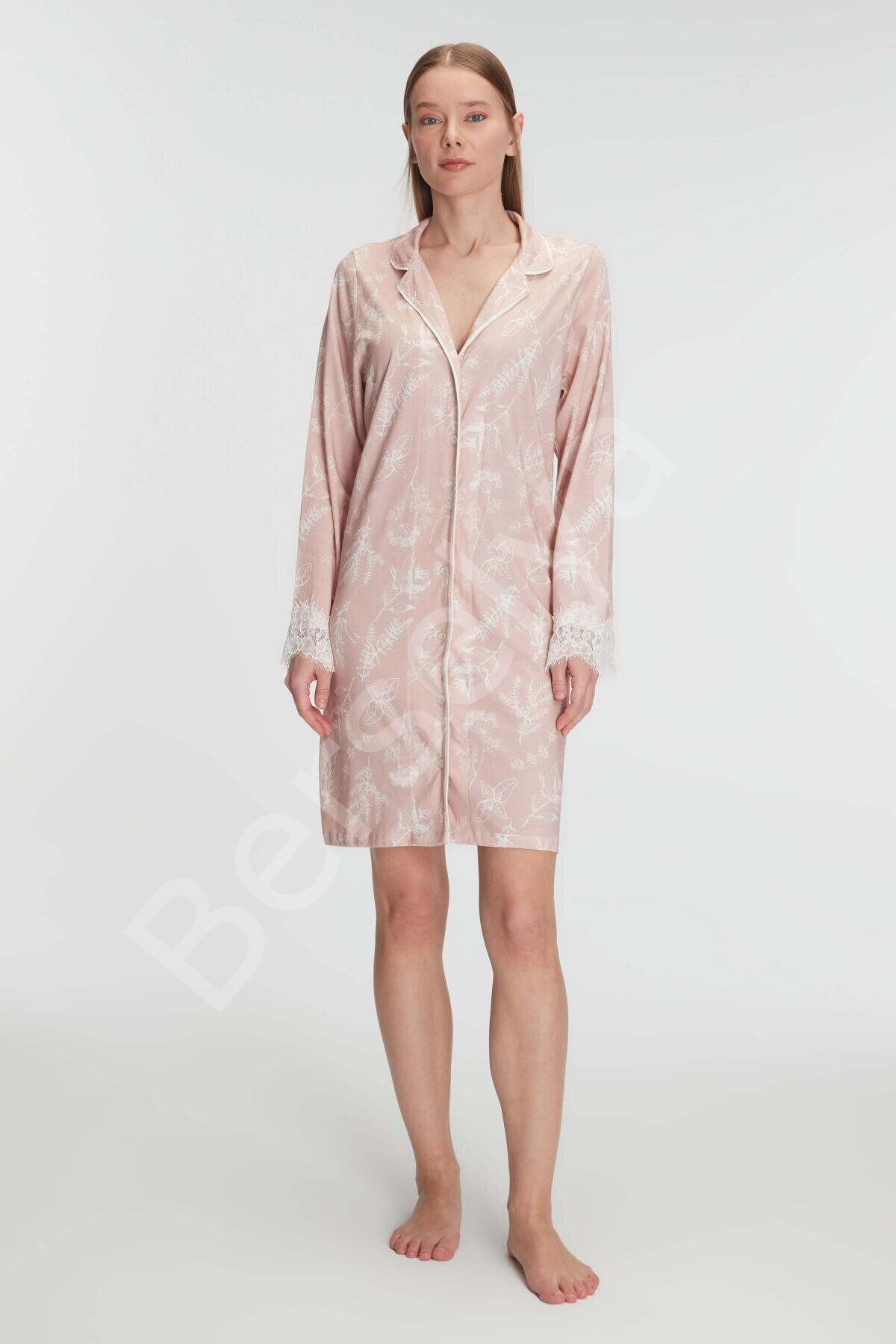 Cotton Modal Uzun Kol Gecelik